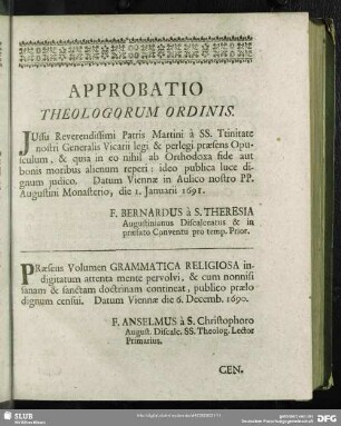 Approbatio Theologorum Ordinis