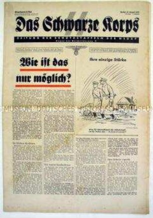 Wochenzeitung der SS "Das Schwarze Korps" aus dem Vorfeld des Überfalls auf Polen