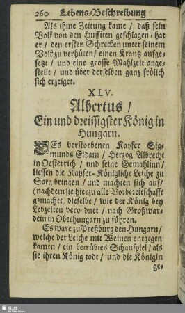 XLV. Albertus, Ein und dreissigster König in Hungarn