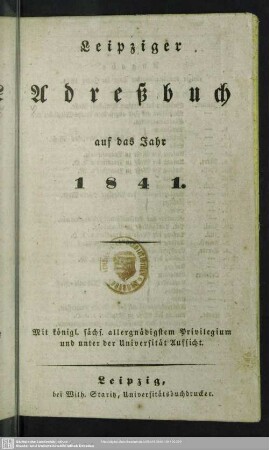 1841: Leipziger Adreß-Buch