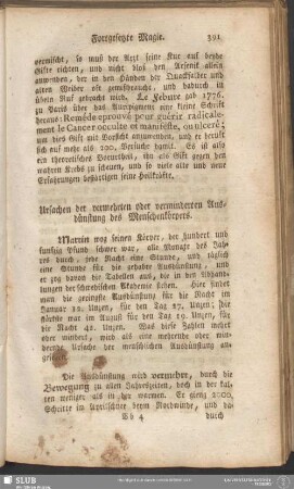 Ursachen der vermehrten oder verminderten Ausdünstung des Menschenkörpers