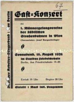 Programm eines Chor-Konzertes