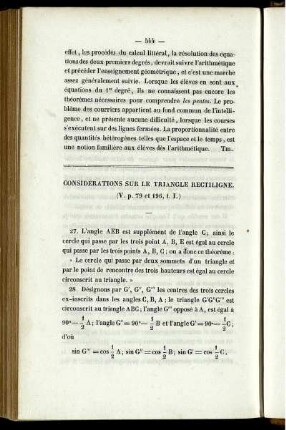 Considérations sur le triangle rectiligne.