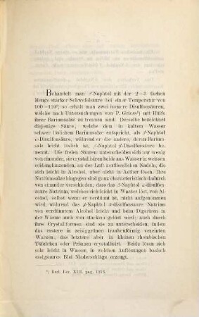 Zur Kenntniss der ß-Naphtol-ß-disulfonsäure und ihrer Derivate : Freiburger Inaug. Diss.