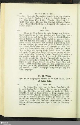 II. Titul. Hält in sich verzeichnete Annales de an. 1501 biß an. 1510 uff Zehen Jahr