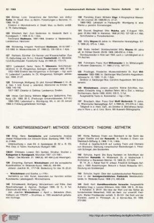 IV. Kunstwissenschaft: Methode. Geschichte. Theorie. Ästhetik