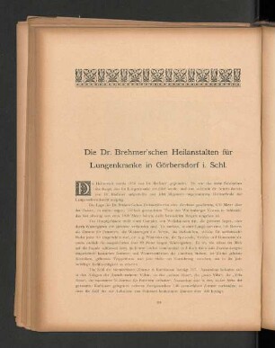 Die Dr. Brehmer'schen Heilanstalten für Lungenkranke in Görbersdorf i. Schl.