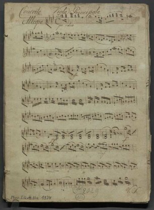 Concertos, vla, orch, op. 139, HenK 139, A-Dur - BSB Mus.Schott.Ha 1934 : [heading, iSol: vla, at left:] Concerto. [with pencil at right:] Küffner op 139