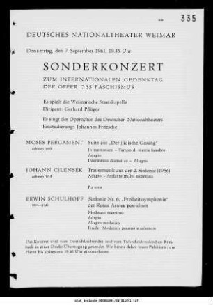 Sonderkonzert zum Internationalen Gedenktag der Opfer des Faschismus