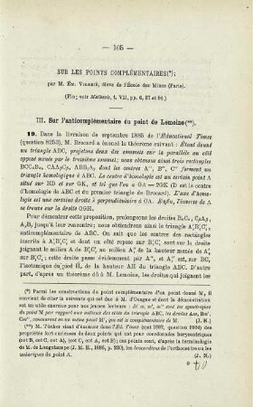 SUR LES POINTS COMLÉMENTAIRES.