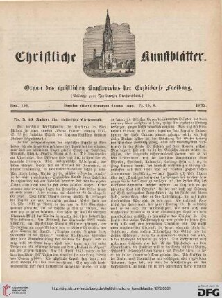 11: Christliche Kunstblätter: Organ des Christlichen Kunstvereins der Erzdiözese Freiburg
