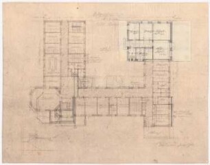 Krankenhaus, Clerf (Clervaux): Erdgeschossgrundriss 1:200 (3. Entwurf) (mit Änderung)