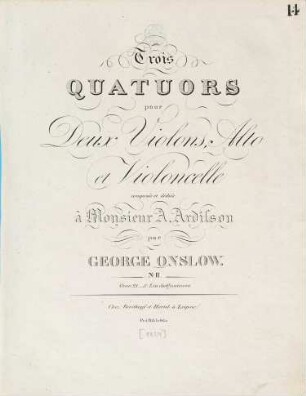 Trois quatuors : pour 2 violons, alto et violoncelle ; oeuv. 21 ; 5. liv. des quatuors. 2. Vl 1 (11 S.) Vl 2 Va Vc (je 6). - Pl.-Nr. 3918b