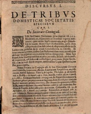Christophori Besoldi, IC. Discvrsvs Politici Singulares : I. De Tribus Domesticae-Societatis Speciebus ... II. De Iure, Ordinibusque Civium ...