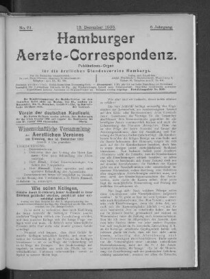 Wissenschaftliche Vereine des Aerztlichen Vereines ...