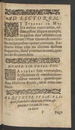 Sequuntur Fugae Aliquot suaviores duarum, trium, et quatuor vocum, in cantu duro.