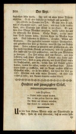 Hundert und zwanzigstes Stück