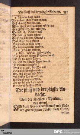 Die fünff und dreyßigste Andacht. Von der Kleider-Theilung.