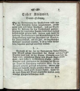 Erster Abschnitt. Trauer-Ordnung.