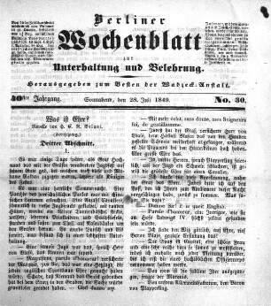 No. 30, Sonnabend, den 28. Juli 1849.