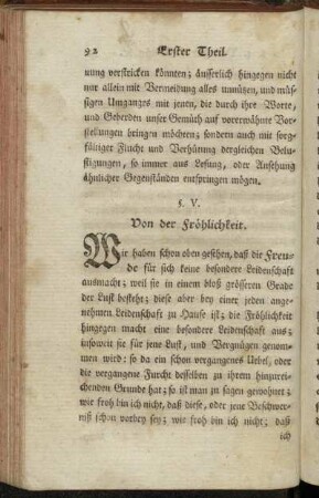 §. V. Von der Fröhlichkeit.