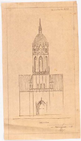 Unzugeordnete Kirchen-Projekte (Skizzen): Vorderansicht 1:200