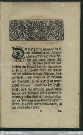 Leichenpredigt : [Einleitung], Leichen-Text, Eingang, Abhandlung, Zueignung