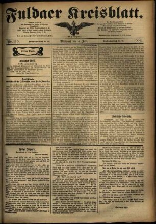 Erste Ausgabe vom Mittwoch, den 04. Juli 1906.