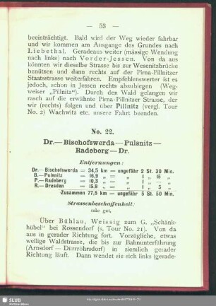 No. 22. Dr. - Bischofswerda - Pulsnitz - Radeberg - Dr.