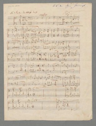 3 Pieces - BSB Mus.ms. 6579 : 1. Nr. 7, Finale zum 1. Akt von "Genoveva".- 2. Frühlingslied.- 3. Husarenabzug ; [23./24. Juli 1850]