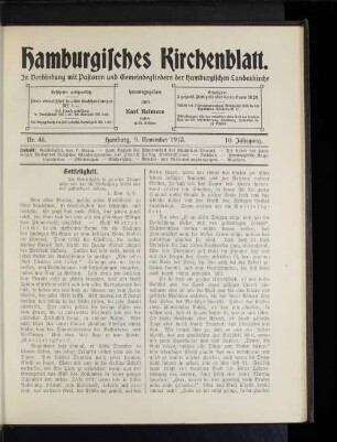 Nr. 45. Hamburg, 9. November 1913. 10. Jahrgang.