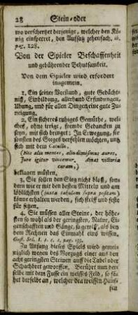 Von der Spieler Beschaffenheit und gebührender Behutsamkeit.