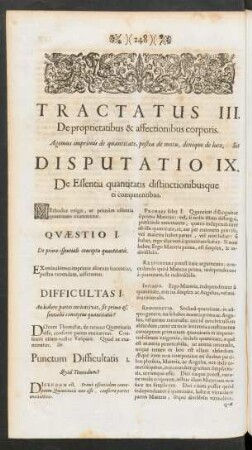 Tractatus III. De proprietatibus & affectionibus corporis
