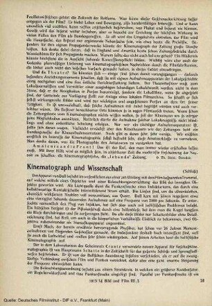 Kinematograph und Wissenschaft (Schluß)