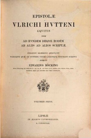Ulrichi Hutteni Opera quae reperiri potuerunt omnia. 1, Briefe von 1506 bis 1520