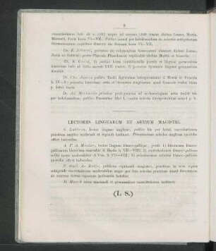 Lectores Linguarum Et Artium Magistri.