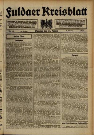 Ausgabe vom Samstag, den 31. Januar 1914.
