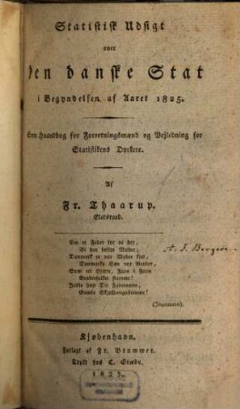 Statistik Udsigt over den danske Stat i Begyndelsen af Aaret 1825