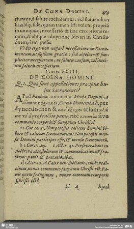 Locus XXIII. De Coena Domini