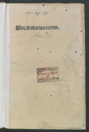 Vocabularius rerum.