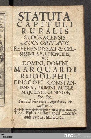 Statuta Capituli Ruralis Stockacensis