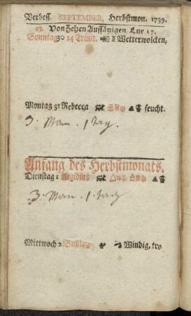 Verbess. September. Herbstmon. 1739.
