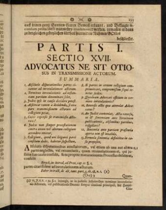 293-297, Sectio XVII. Advocatus ne sit Otiosus in transmissione Actorum.