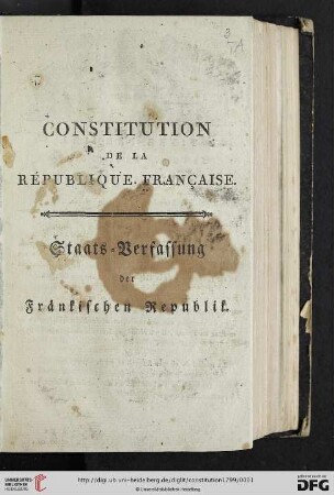 Constitution de la République Française : [Paris den 23. Frimaire im 8. Jahr]