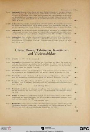 Uhren, Dosen, Tabatieren, Kassettchen und Vitrinenobjekte (Nr. 203-325)
