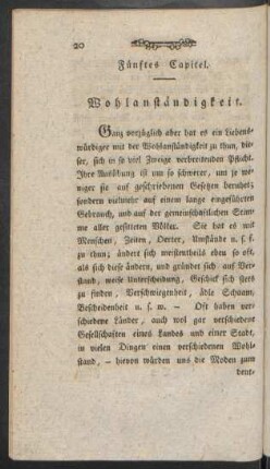 Fünftes Capitel. Wohlanständigkeit