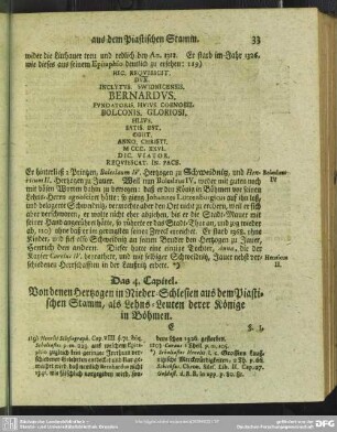 Das 4. Capitel. Von denen Hertzogen in Nieder-Schlesien aus dem Piastischen Stamm, als Lehns-Leuten derer Könige in Böhmen