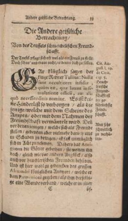 Die Andere geistliche Betrachtung/ Von des Teuffels schmeichelischen Freundschafft.