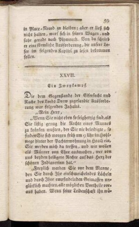 XXVII. Ein Zweykampf.