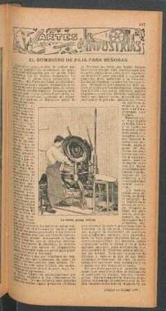 El sombrero de paja para señoras : Artes e industrías